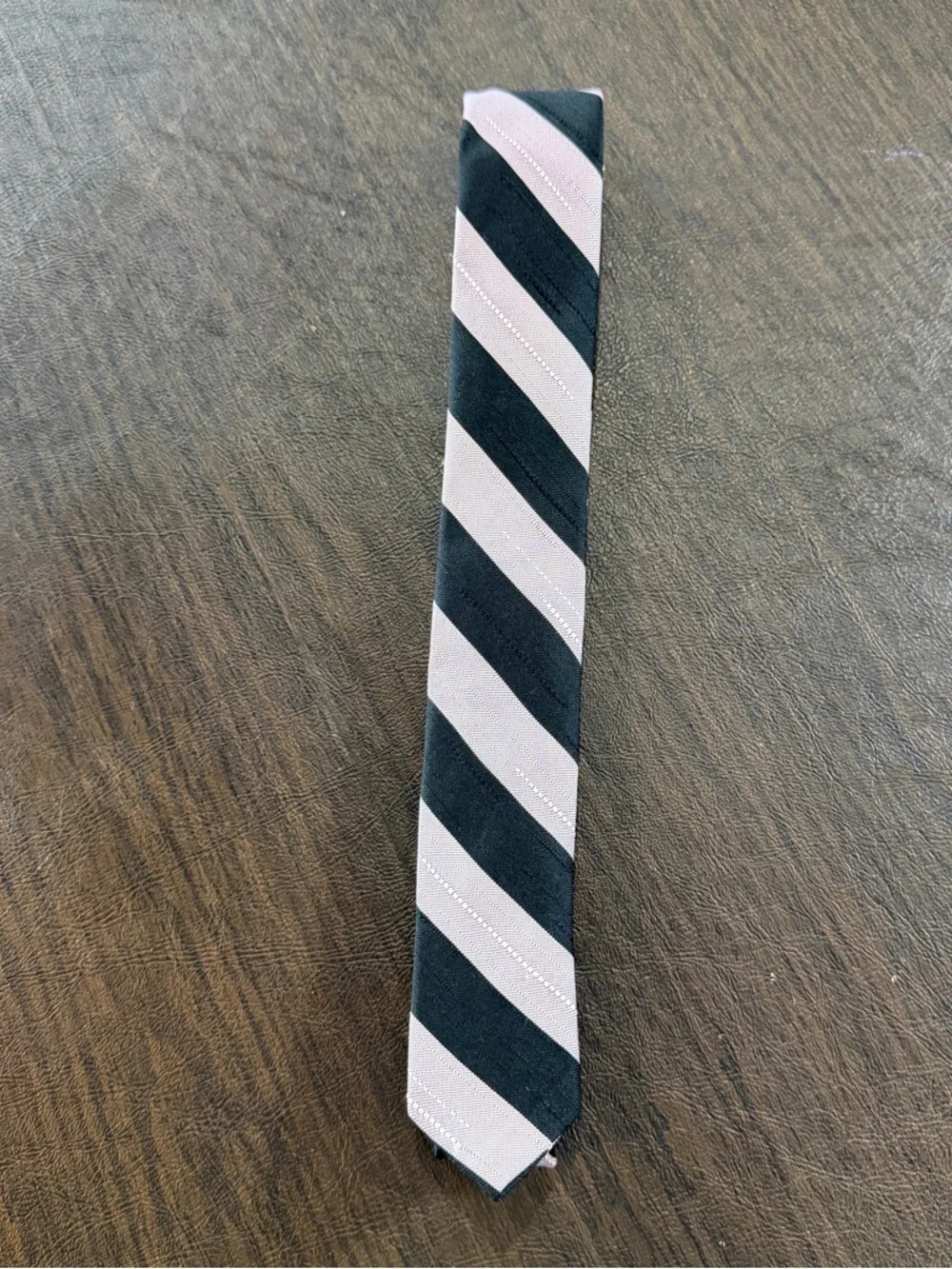 Striped Black and Light Purple Skinny Men's Tie